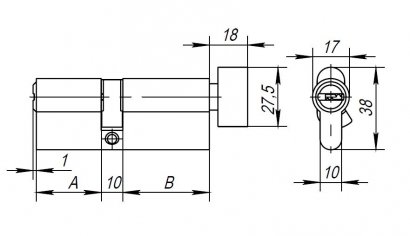 Цилиндровый механизм (AX202/110) AX2002Knob110 (50+10+50) CP хром с вертушкой