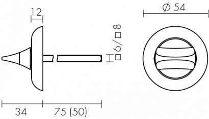 Ручка поворотная BKW8x75.R.HMR54 PLASTIC (HMR8x75) CP хром