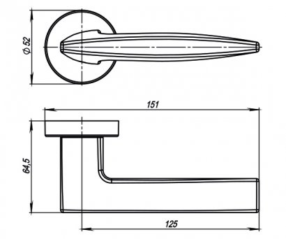 Ручка раздельная R.URB52.SQUID (SQUID URB9) MWSC-33 итальянский тисненый