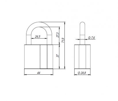 Замок навесной PD-4050 (PD-40-50) 3 fin key /коробка
