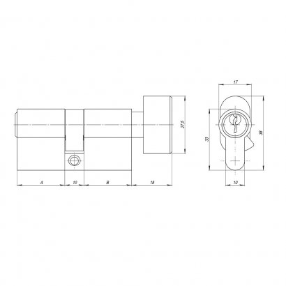 Цилиндровый механизм (AZ102/100) AZ1002Knob100 (40+10+50) CP хром 