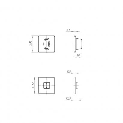 Ручка поворотная BK6.K.SL52 (BK6 SL) GR-23 графит