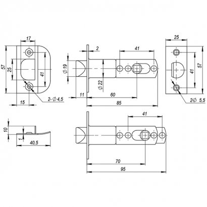 Ручка защелка DK610 BL-PS (6010 BL-P) (без фик.) черный
