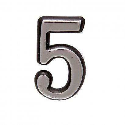 Цифра дверная АЛЛЮР пластик &quot;5&quot; хром