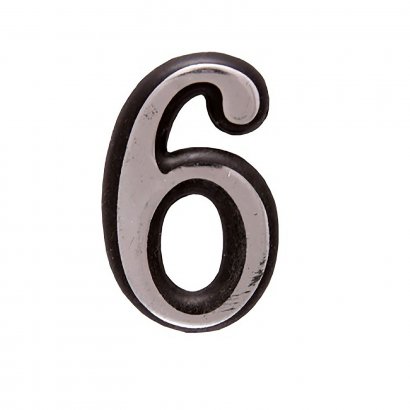 Цифра дверная АЛЛЮР пластик &quot;6&quot; хром