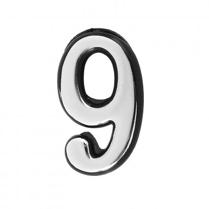 Цифра дверная АЛЛЮР пластик &quot;9&quot; хром