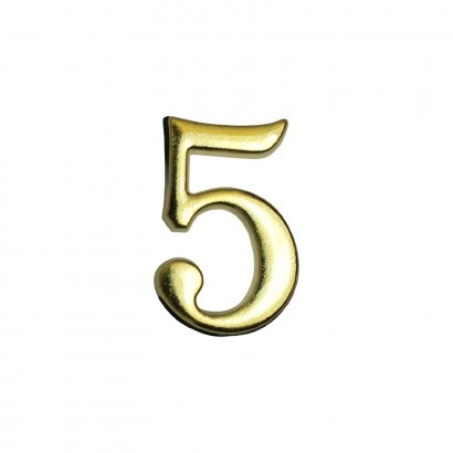 Цифра дверная АЛЛЮР &quot;5&quot; на клеевой основе  золото