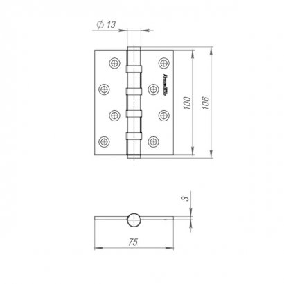 Петля универсальная IN4500UC-BL BPVD 102x76x3 INOX304 вороненый никель БЛИСТЕР