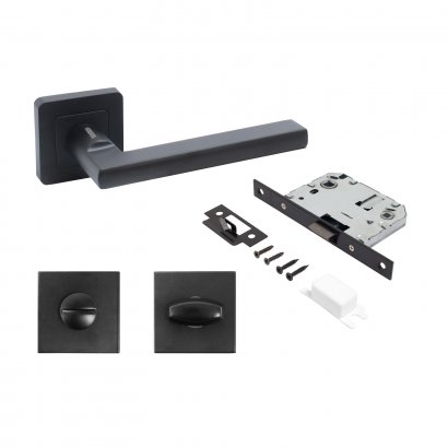 АЛЛЮР АРТ &quot;ВЕНСАН&quot; BL+L7050S BL+BK-S1 BL (26150/S7050) матовый черный Компл ручка и защ с фикс