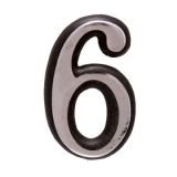 Цифра дверная АЛЛЮР БОЛЬШАЯ пластик &quot;6&quot; хром