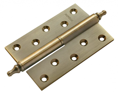 Петля карточная разъемная латунная MB 120X80X3.5 AB L C с коронкой левая, врезная, цвет античная бронза