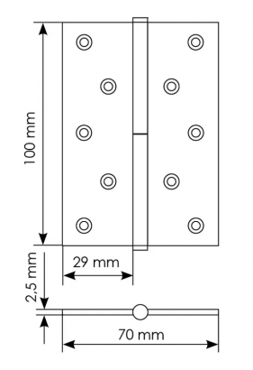 Петля разъемная карточная MSD 100X70X2.5 SC R стальная правая, врезная, цвет матовый хром
