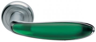 Ручка дверная MURANO R4 CSA/VERDE на круглом основании, цвет матовый хром/нефрит, латунь