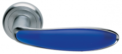 Ручка дверная MURANO R4 CSA/BLU на круглом основании, цвет матовый хром/ультрамарин, латунь