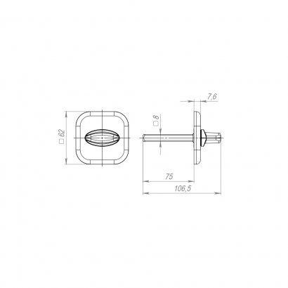 Ручка поворотная BKW8x75.K.TRD62 BL-24 черный ПЛАСТИК