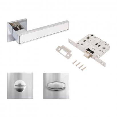 АЛЛЮР АРТ &quot;ЛАНА&quot; CP/W +L7050S CP+BK-S2 CP (86211/S7050) хром/белый Комплект ручка и защ с фикс