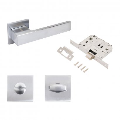 АЛЛЮР АРТ &quot;РИНГО&quot; SC+L7050S SC+BK-S2 SC (8390/S7050) матовый хром Комплект ручка и защ с фикс