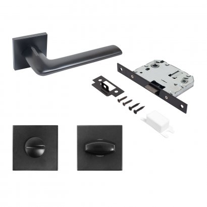 АЛЛЮР АРТ &quot;ТИНА&quot; BL+L7050S BL+BK-S2 BL (88150/S7050) матовый черный Комплект ручка и защ с фикс
