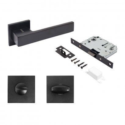 АЛЛЮР АРТ &quot;РИНГО&quot; BL+L7050S BL+BK-S2 BL (83150/S7050) матовый черный Комплект ручка и защ с фикс (20