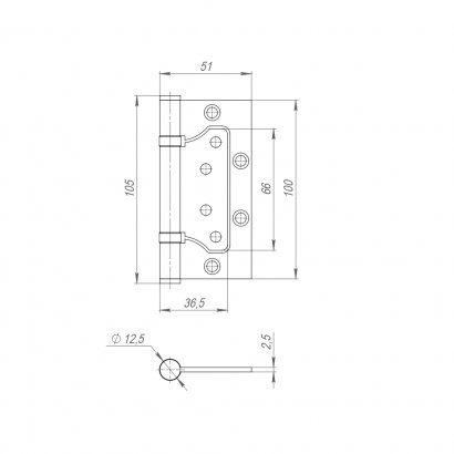 Петля из нержавейки универсальная без врезки IN4500W INOX 304 BL (500-2BB 100x2,5) черный 