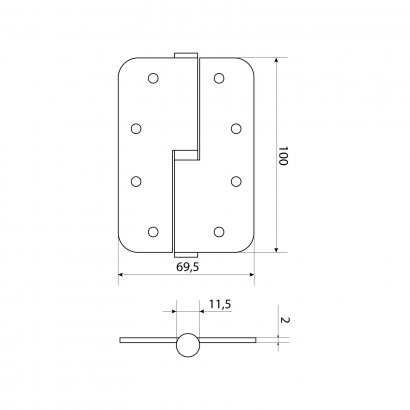 СТАНДАРТ 100х70х2,5 1BB-L (R14) SN мат.никель левая Петля дверная 1 шт