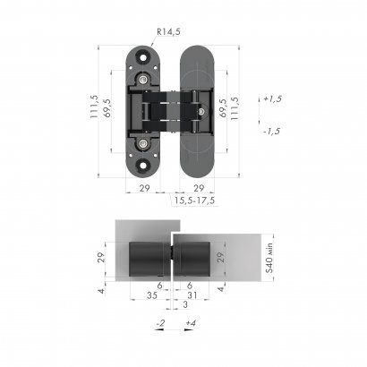 Петля скрытой установки U3D6000 SC (11160UN3D) мат. хром