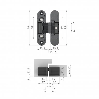 Петля скрытой установки U3D4000 BL (9540UN3D) черный