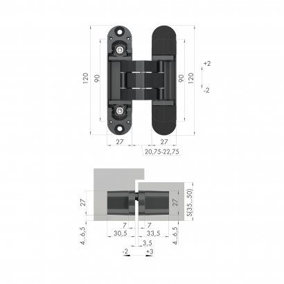 Петля скрытой установки U3D7000 BL (12060UN3D) черный TECH
