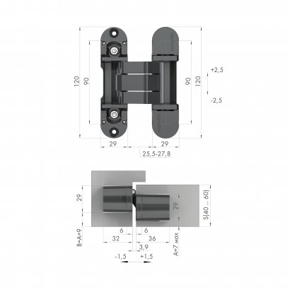 Петля скрытой установки U3D8000.VPG SC мат. хром TECH