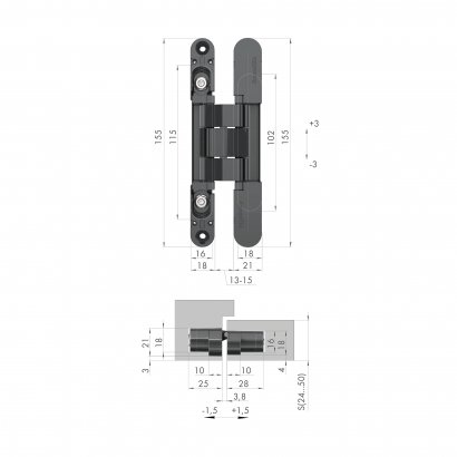 Петля скрытой установки U3D2400.VPG BL черный TECH