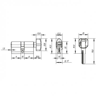 Цилиндровый механизм MaxPro7002Knob65mm(25+10+30) SN никель 7key с вертушкой 