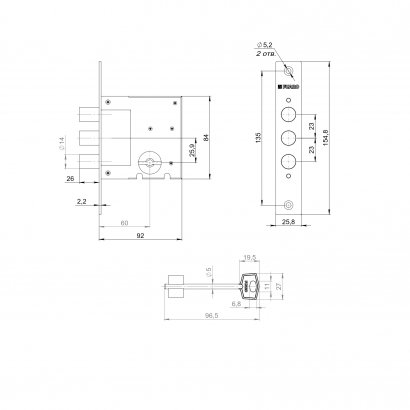 Замок врезной сувальдный MDV812/S-60.00.3R14 4key