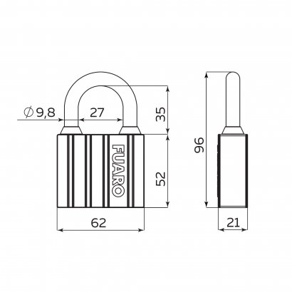 Замок навесной PL-UNI-0450 3key