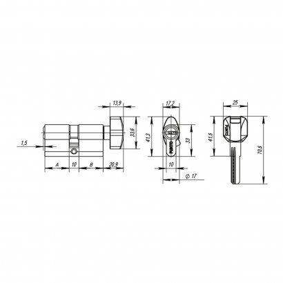 Цилиндровый механизм MaxPro7002Knob60mm(25+10+25) SN никель 7key с вертушкой