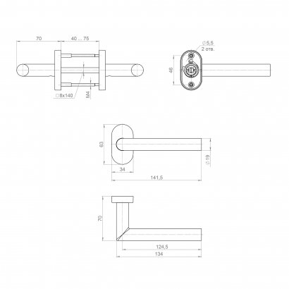 Ручка раздельная R.DSS201-0204P/19 INOX 201 (овальное основание)