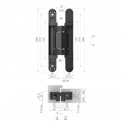 Петля скрытой установки U3D2200.VPG BL черный TECH