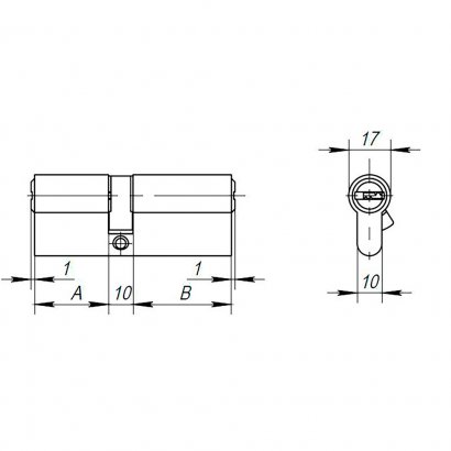Цилиндровый механизм (AX 200/100) AX2000Key100 mm (45+10+45) CP хром 5 кл.