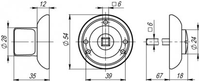Ручка поворотная BK6.R.LD54 (BK6) CP-8 хром