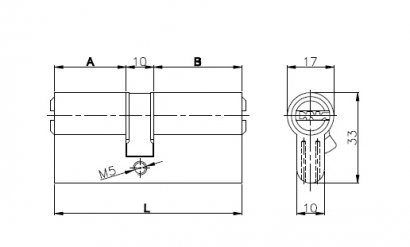 Цилиндровый механизм 164 SN/80 (30+10+40) mm латунь 5 кл.