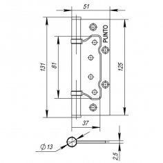 Петля универсальная без врезки IN5200W PB (200-2B 125x2,5) латунь
