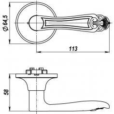 Ручка защелка DK637 SN-PS (6037 SN-P) (без фик.) мат. никель
