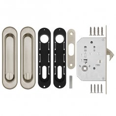 Защелка с ручками для раздвижных дверей SH.SL152.KIT011-BK (Soft LINE SL-011) SN-3 матовый никель