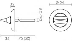 Ручка поворотная BKW8x75.R.HMR54 PLASTIC (HMR8x75) CP хром