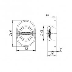 Накладка на сувальдный замок ESC.S-auto/U/OV.477 (ESC 477 U (70х50) ) с подпруж. шторками СР хром