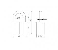 Замок навесной PD-4050 (PD-40-50) 3 fin key /коробка