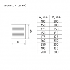 Решетка с сеткой 150*300 мм - Черный