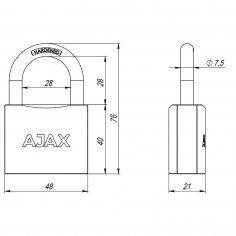 Замок навесной PD-0150 MS 3 key англ./коробка