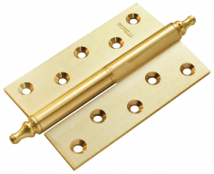 Петля карточная разъемная латунная MB 120X80X3.5 SG L C с коронкой левая, верзная, цвет матовое золото
