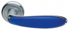 Ручка дверная MURANO R4 CSA/BLU на круглом основании, цвет матовый хром/ультрамарин, латунь
