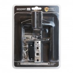 АЛЛЮР АРТ  &quot;ЛАНА&quot; BL/W+L45-8 BL (861511/S45) матовый черный/белый Комплект ручка и защелка